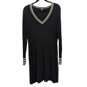 Tommy Hilfiger Dress Womens XL Black Sweater Knit Nautical Preppy Coastal Gold